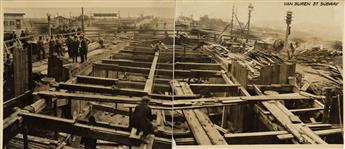 (CHICAGO--CONSTRUCTION) An album with 34 photographs of subway construction views in downtown Chicago, including 10 two-part panoramas.